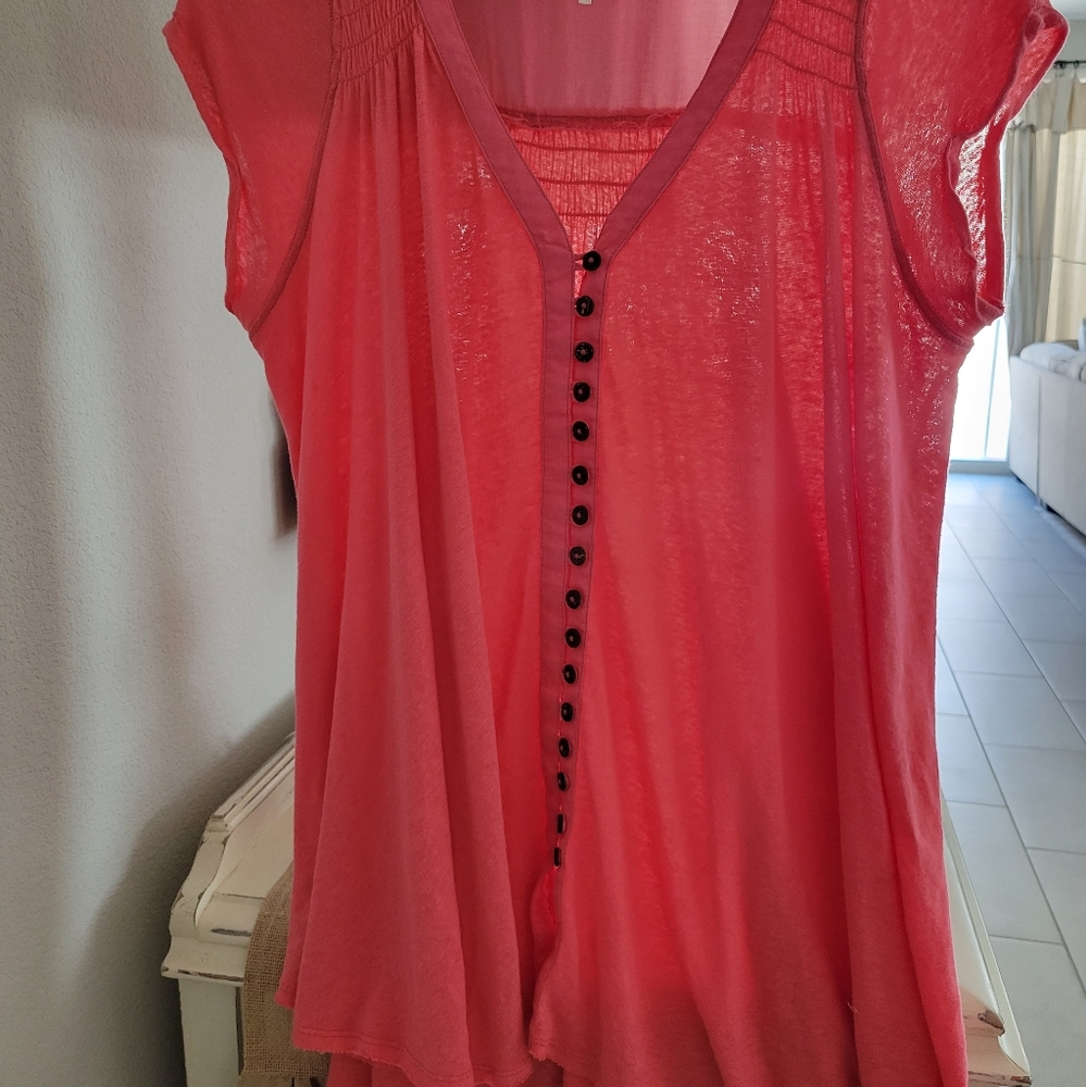 Free People Long button Front Tunic Shirt